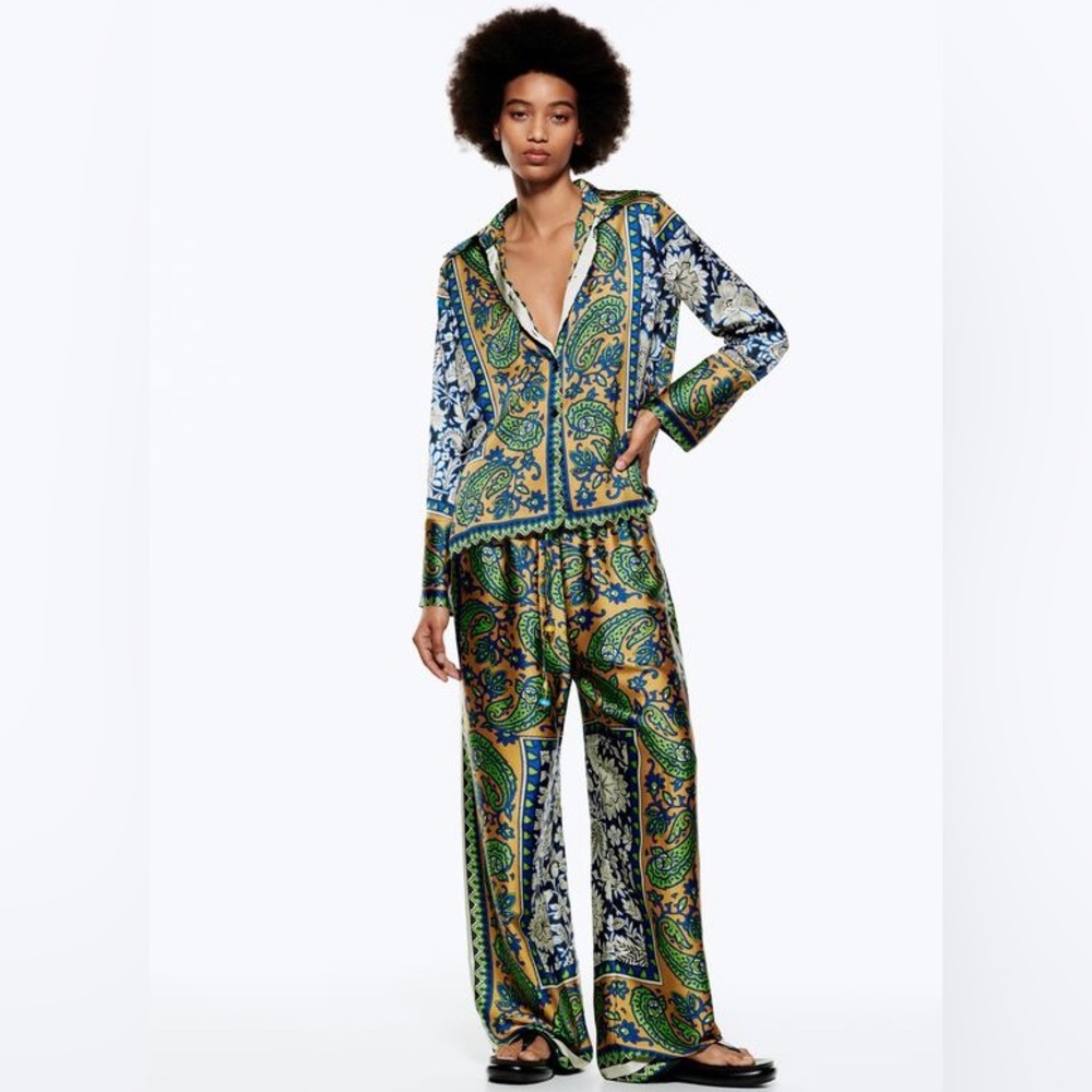 Zara Multi-Colored Flowy Printed Shirt NWT